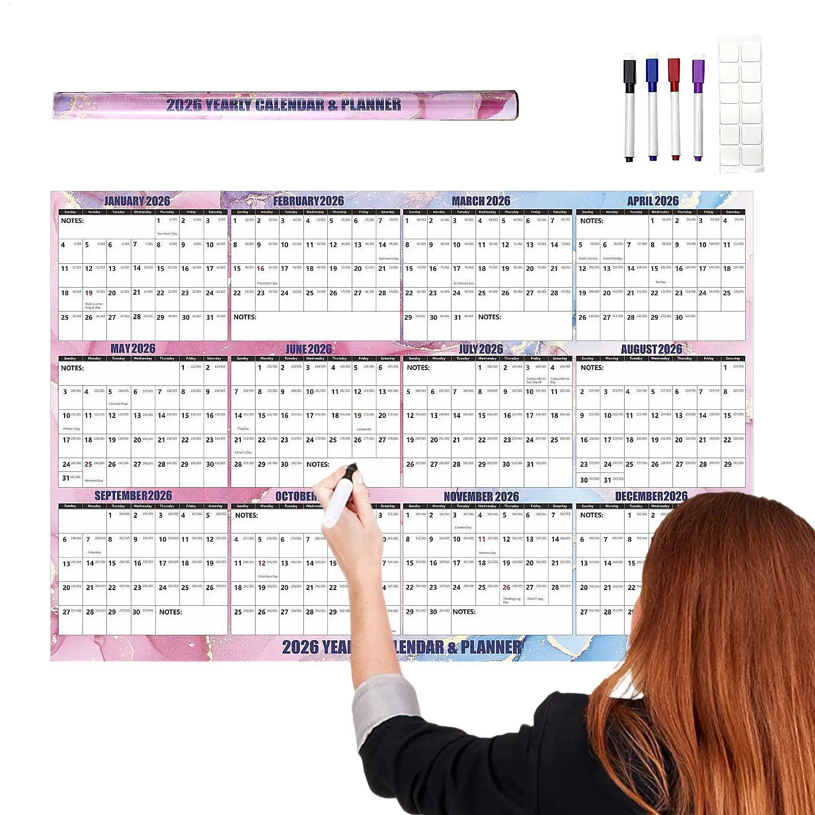 2026 Calendar Planner Thick Paper Smooth Writing Paper Calendar 2026 School Supplies for Marking Planner Schedule Planning Home