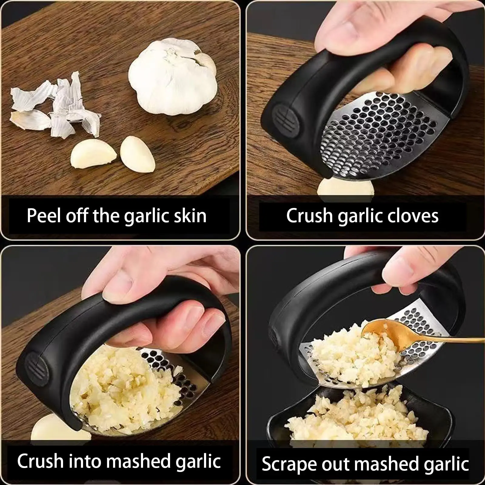 Stainless Steel Garlic Press,Manual Vegetable Cutter,Fruit Crusher for Restaurants and Supermarkets,Easy-to-Use Kitchen Gadget