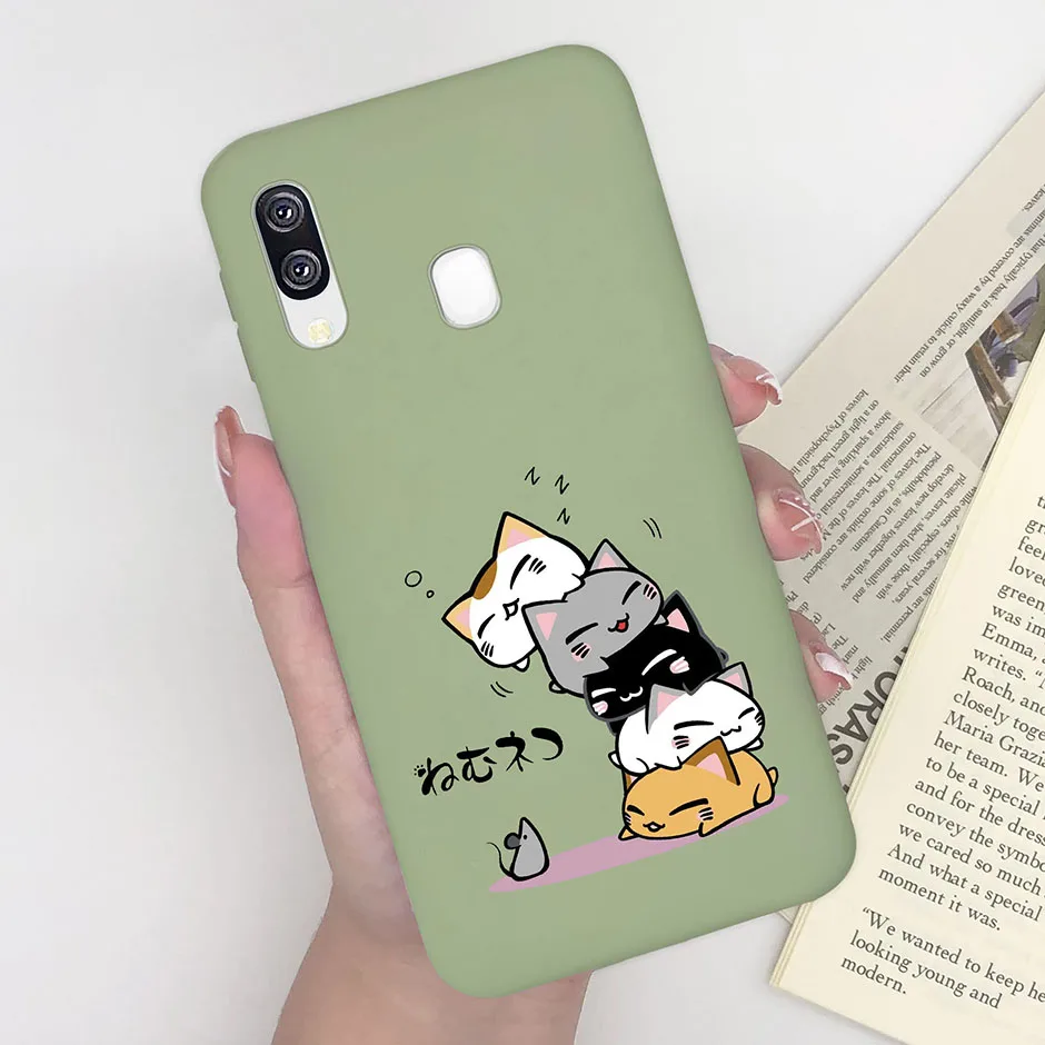 Cute Cat Flower Cartoon Pattern Shockproof Soft Phone Case with Colorful Matte Back Cover