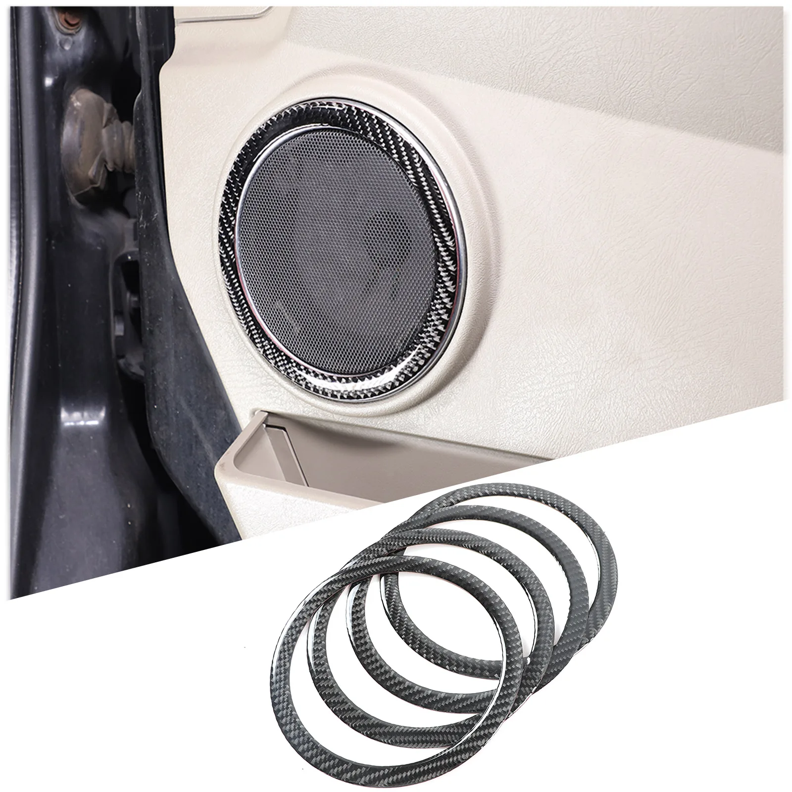 

Для Hummer H2 2003-2007, мягкое углеродное волокно, автомобильная дверь, Hron, кольцо-наклейка на панель динамика, аксессуары для интерьера автомобиля