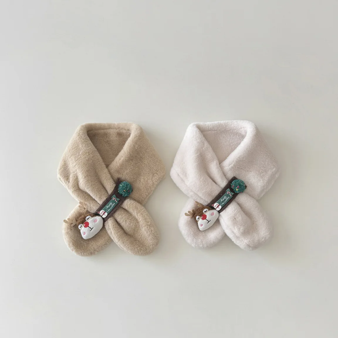 Children's Scarf Winter Warm Baby Plush Scarf Thickened Windproof for Baby Girls Boys Cute Deer Christmas Scarves