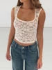 Women's Summer Tank Tops Sleeveless Scoop Neck See-Through Lace Crop Tops Casual Shirts 5