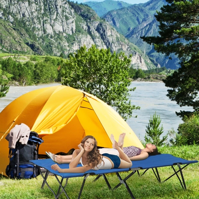 Catres De Campamento, Paquete De 2 Camas De Camping Con Cómoda Colchoneta Para Dormir Con Almohadilla, Cama Plegable Resistente, Catre De Dormir Para 2 Personas Con Bolsa De Transporte, Catres De