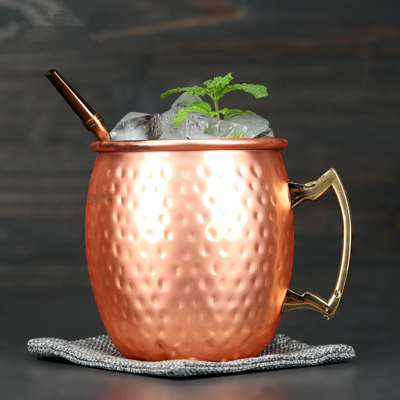 1pcs 550ml Moscow Mule Copper Mugs Metal Mug Cup Stainless Steel Beer Wine Coffee Cup Bar Tool