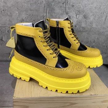 Stivaletti Brock in stile britannico scarpe da uomo in vera pelle con suola spessa Big Head Boot Chelsea Boot Botines Hombre 1