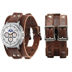 Premium Leather Watch Band with Double Metal Buckle - Elegant Bracelet Accessories - Watch 8 Ultra (Brown)