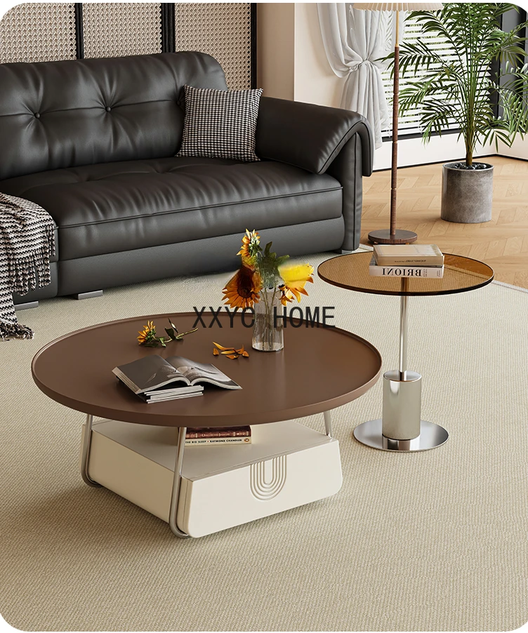 

Cream Style Coffee Table Living Room New Home Small Apartment Modern Simple round Small Coffee Table Light Luxury High Sense