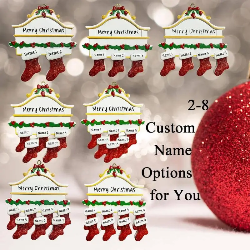 New DIY Personalised Christmas Xmas Tree Stocking Ornament Mantel Family Groups Holiday Decorations Natale Hanging Pendant
