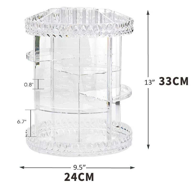 Wnnideo Makeup Organizer 360 Degree Rotating Spinning Makeup Cosmetic Storage Box Bathroom Desktop Dressing Table Lipstick Rack 6