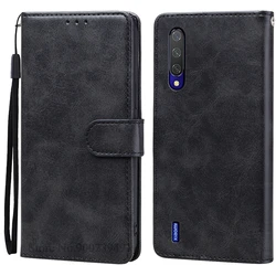 Premium Wallet Flip Case - Soft Silicone Leather Cover - Xiaomi Mi A3 (2019) (Black)