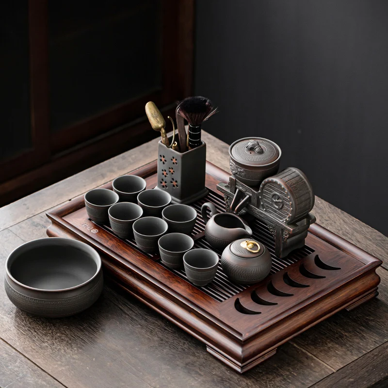 

6 Persons Kung Fu Tea Set Luxury Chinese Style Ceramic Puer Tea Set with Pot and Tray Ceremony Teteras Tea Accessories AB50TS