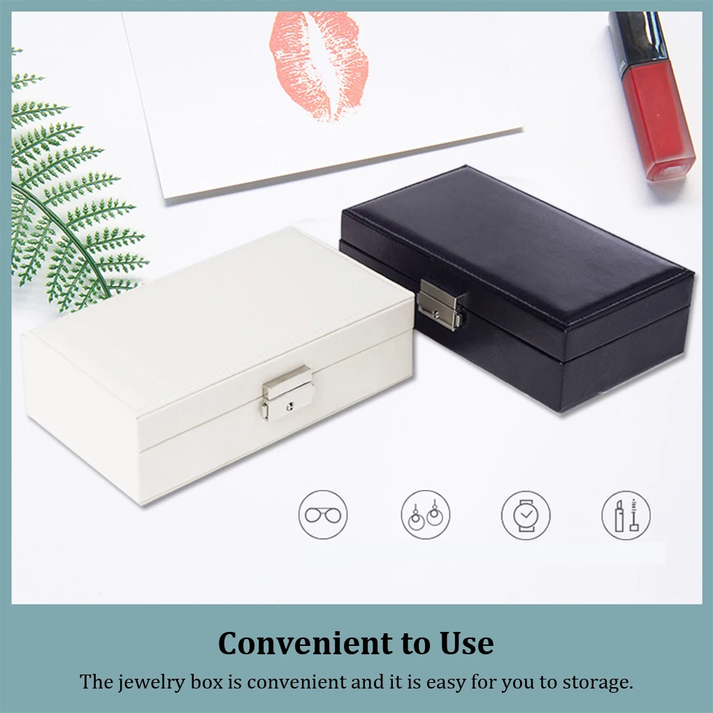 

Jewelry Box Jewelries with Lock Organizer Earring Watches Showcase Container for Women Present Organized Desktop