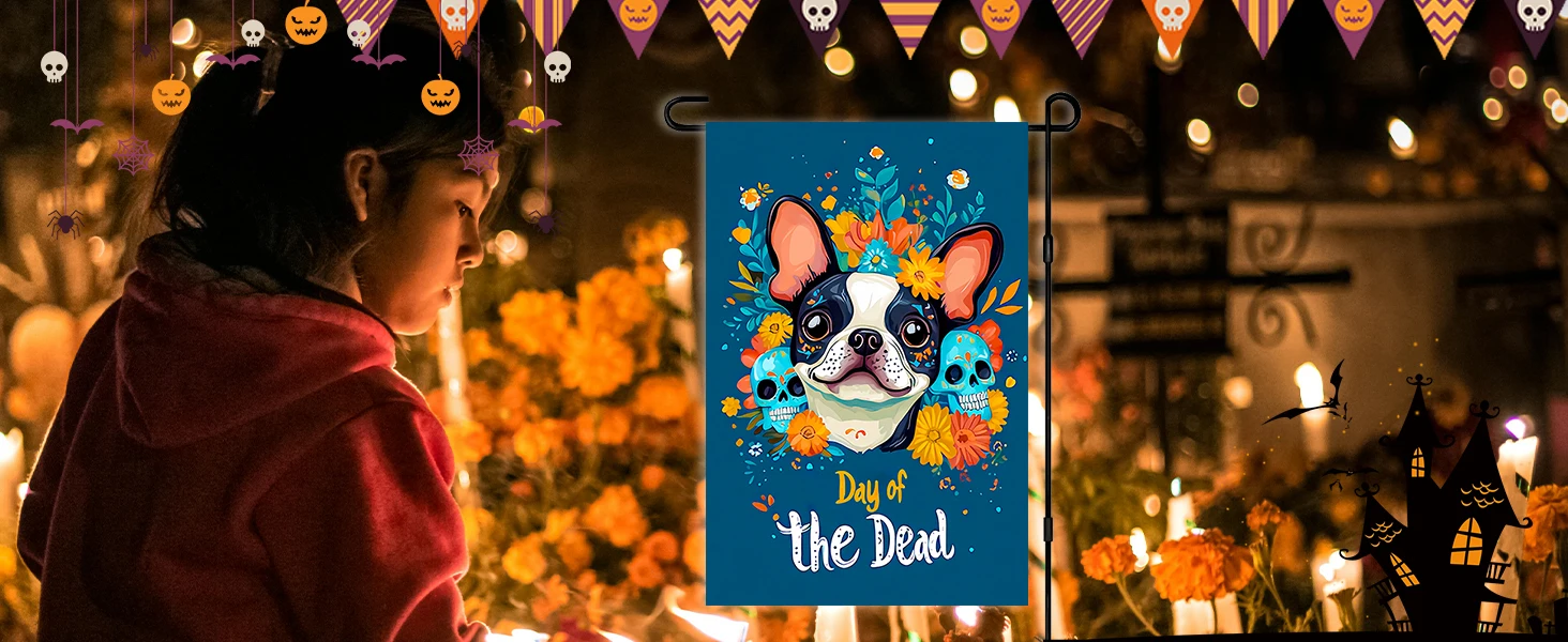day of the dead garden flag outdoor halloween decoration garden flags holiday porch sign