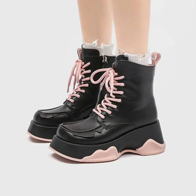 

Женские ботинки на платформе, роскошная дизайнерская обувь для женщин, ботинки челси на массивном каблуке, модные британские женские кожаные ботильоны