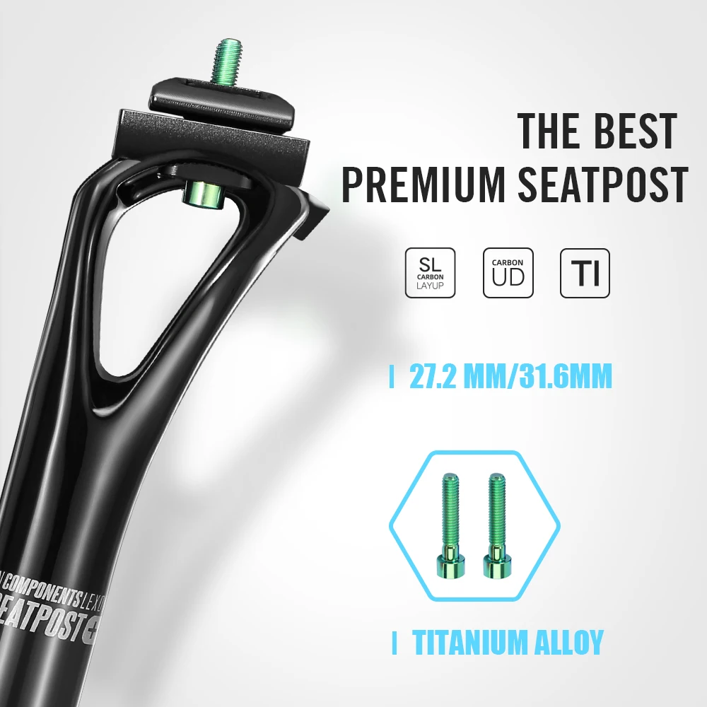

Lexon Carbon Bike Seatpost 27.2/31.6MM MTB Road Gravel BIKE 400MM 5mm offset seat Tube Mountain Cycling Bicycle Accessories