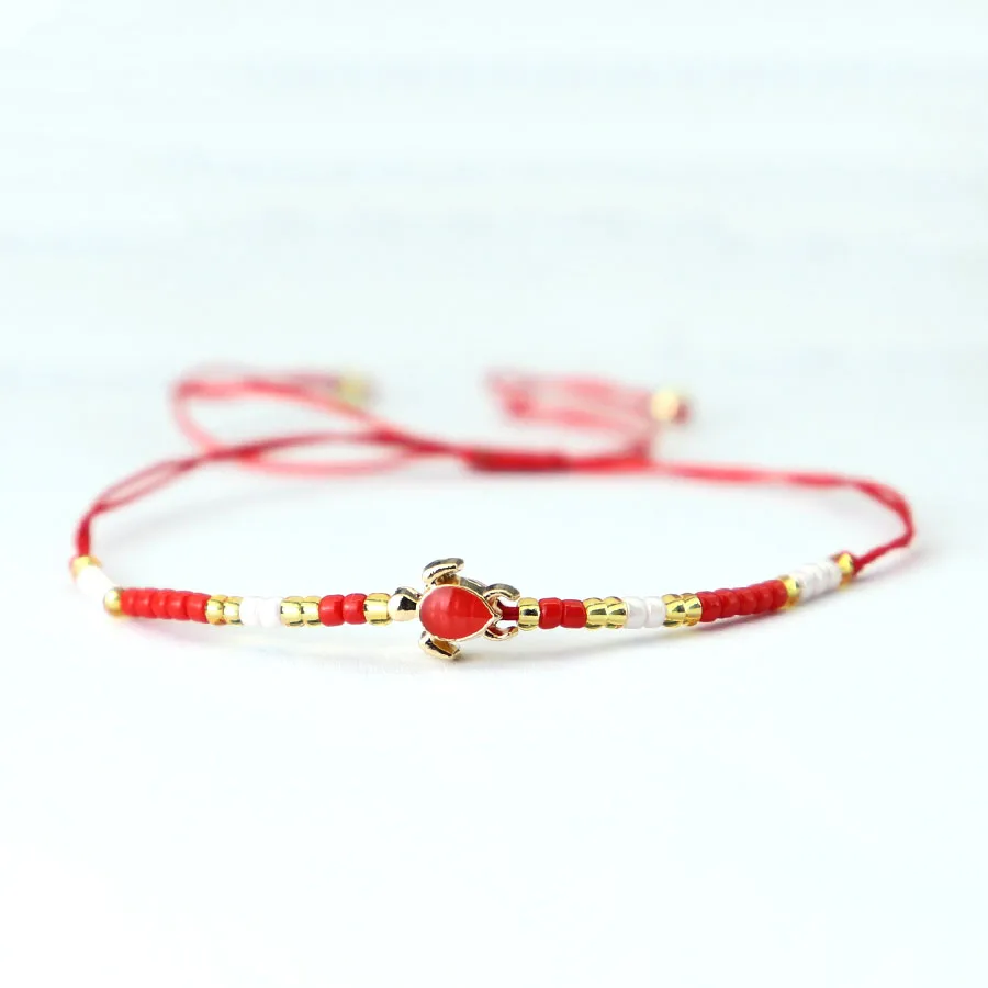 Handmade Macrame Seed Beads Turtle Bracelet for Women
