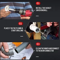 Plumbing Fitting Saver Bit Plumbing Fitting Saver Bit Socket 1/4in Power Drill Pipe Reamer Tool for Removing SCH 40 ABS PVC Pipe 2