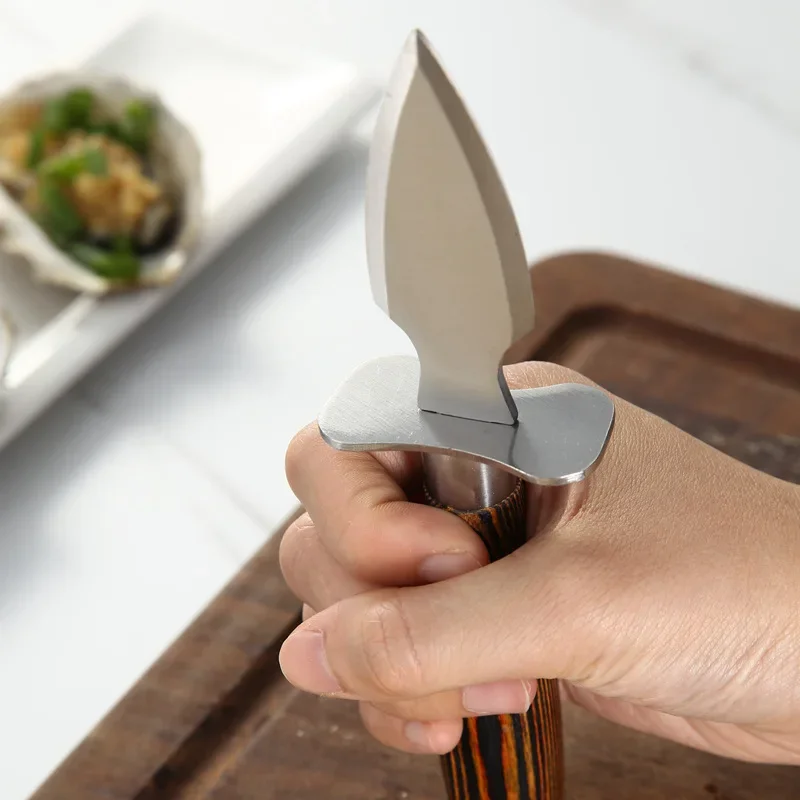 Scallop Oyster Shell Opener Home Stainless Steel Shellfish Seafood Opener Clam Shucker Tools Oyster Shucking Knife Wooden Handle