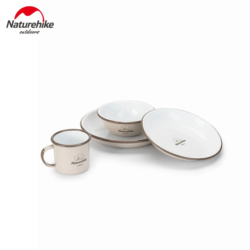 Naturehike Picnic Enamel Tableware Outdoor Camping Plates Cup Bowls