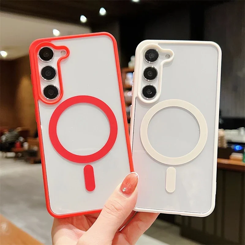 Magnetische, matte, harte Macsafe-Hülle aus Acryl für Magsafe Samsung Galaxy S25 S24 S23 Plus S22 Ultra S23Ultra S22Plus S23+ S22+ Mac Safe Cover_voghion.com
