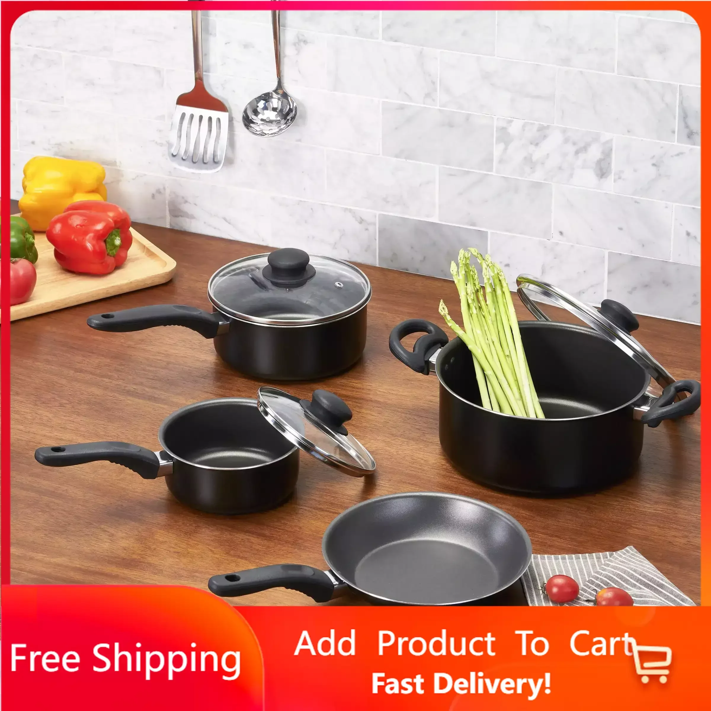 Enamel 7 Piece Black Cookware Set black pots new model pots different  design tenere - AliExpress