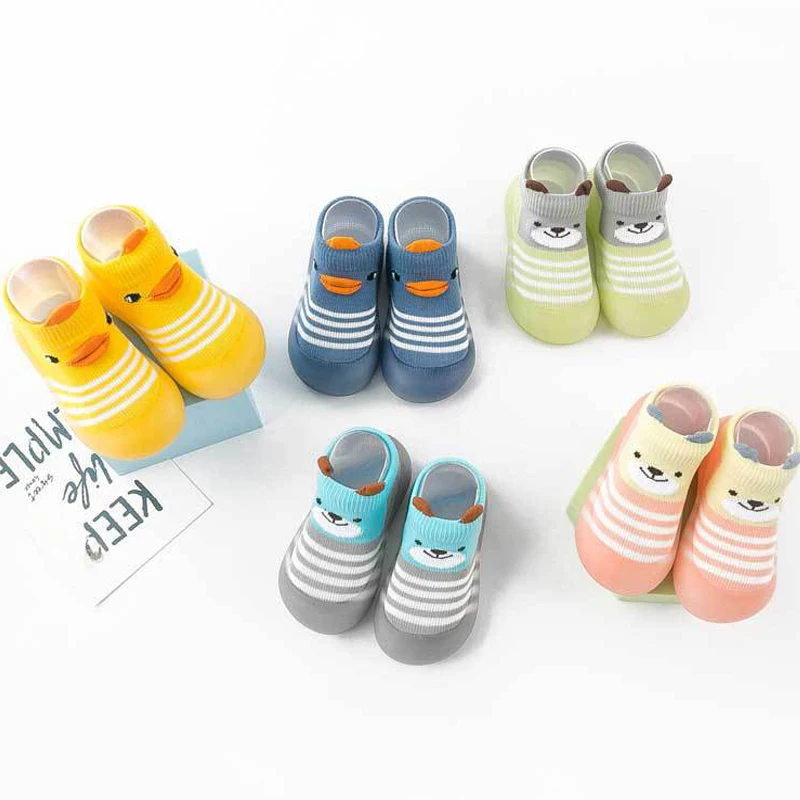 Baby Shoes Cartoon Toddler Shoes Animal Pattern Non-slip Silicone Sole Baby Floor Socks Breathable Casual Cotton Baby Boys Girls Shoes