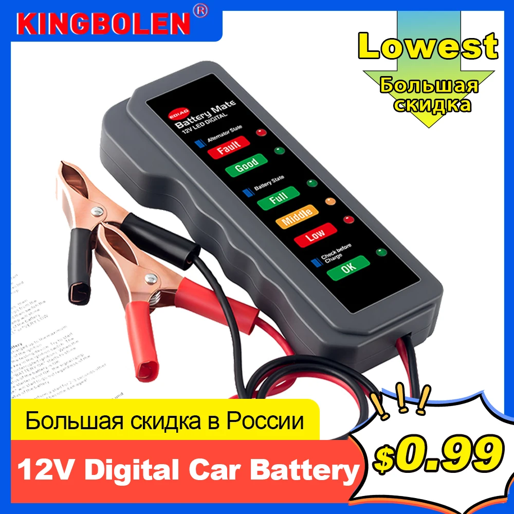 Tester Della Batteria Dell'Auto Bm310 12V Digital 6 Led Light Clip Alternatore Moto Auto Battery Analyzer Tester Diagnostico Del Liquido Dei Freni