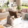 Farmhouse Coffee Table with, 35.4" Wood Square Center Table with Large Hidden Compartment, Rustic Lift Tabletop Dining Table 2