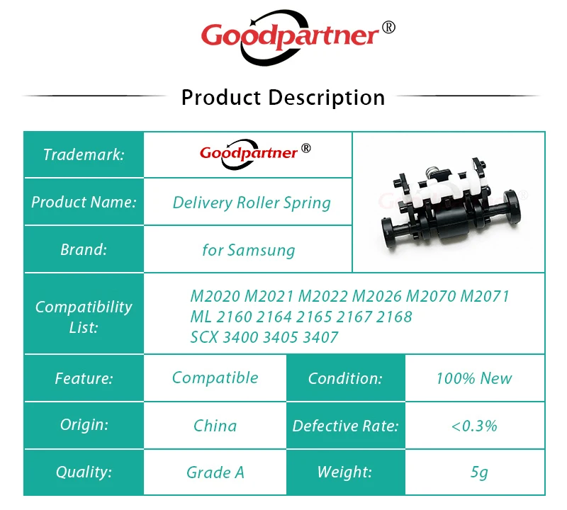 10X Fuser Delivery Roller Spring for SAMSUNG M M M M2070 M2071 SCX 3400 3405 3407 ML 2160 2164 2165 2167 2168