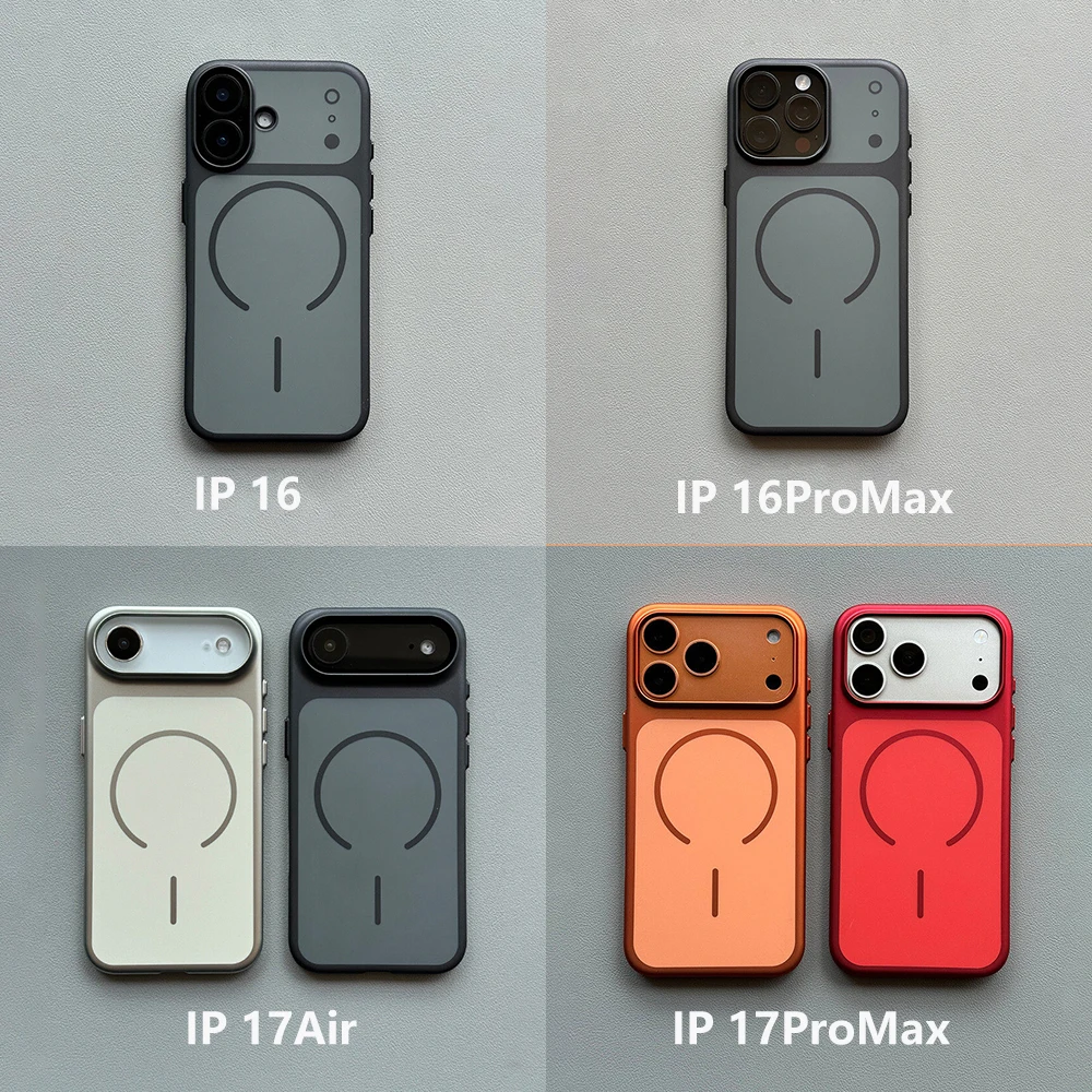 Ultra Thin Luxury Metallic Paint PC For Magsafe Magnetic Case for iPhone 17 Air 16 15 14 13 12 Pro Max 11 Wireless Charge Cover 6