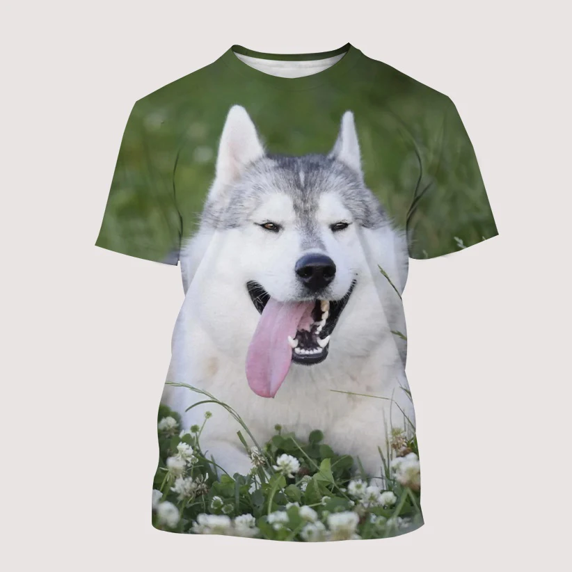 

New Summer Tide Fashion Pet Dog Pattern Men T-Shirts Casual 3D Print Tees Hip Hop Personality Round Neck Short Sleeve Tops