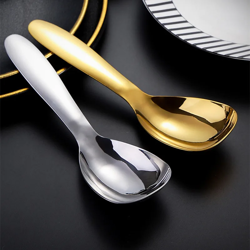 304 Stainless Steel Large Capacity Polished Deepen Tableware Soup Spoons Silver Golden Mirror Home Kitchen Flatware for Rice
