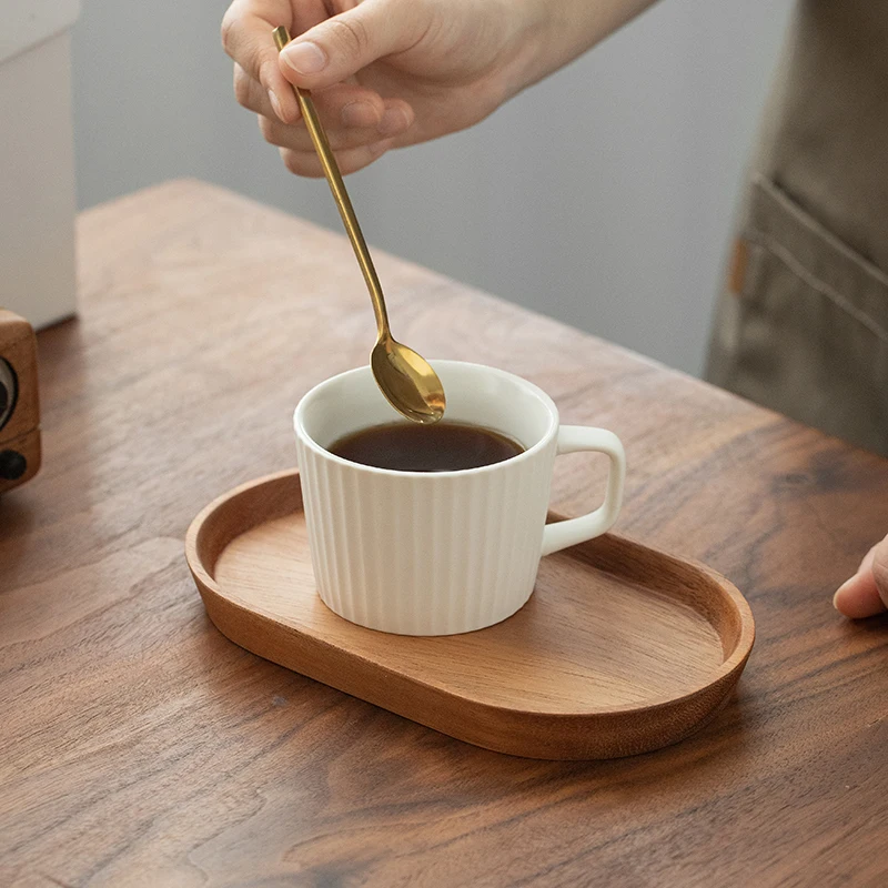 木製食器 キッチンアクセサリー高品質木製サービングトレイクルミコーヒー