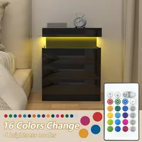 Таблица Chevet avec Station de Charge,Table de Nuit,Chevet de Lit avec 3, Tiroirs et Armoires Coulissantes Cachées Noir — изображение 5