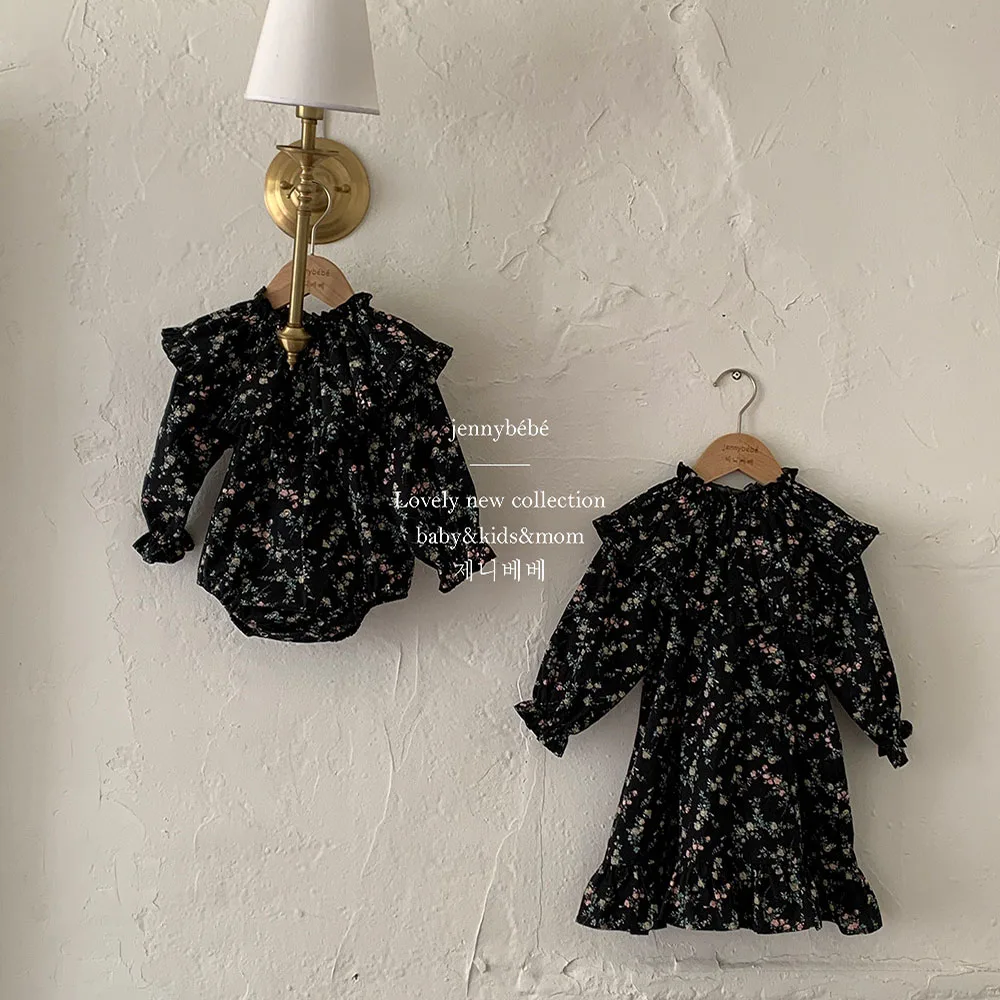 

Комбинезон Britsh с воротником с оборками для новорожденных, винтажное пляжное платье для девочек с цветочным принтом, наряды для 1-6 лет