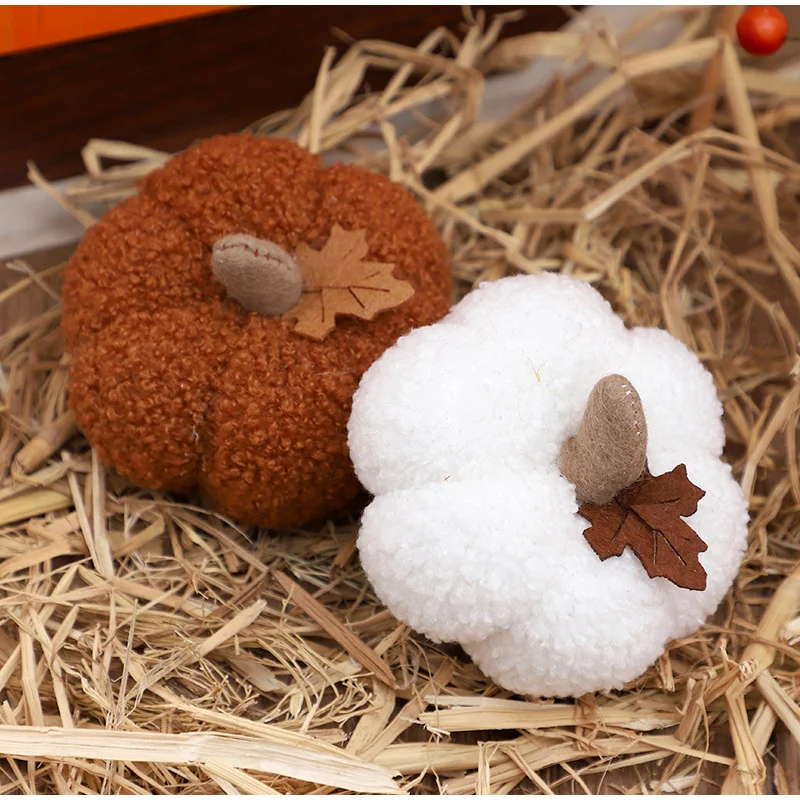 Mini ornamenti di zucca di simulazione, decorazione creativa di zucca di Halloween, decorazione per la casa, auto, ornamenti bianchi e arancioni, decorazioni per festival_voghion.com
