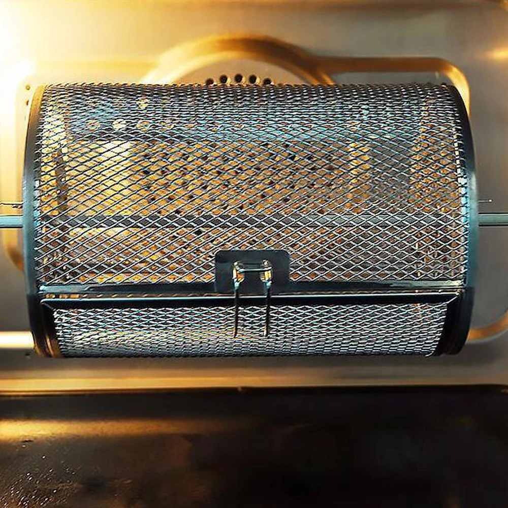 Rotisserie Basket Grill Roaster Drum Chili Roaster Drum Oven Basket Rotisserie Grill Cage Baking Rotary Nuts Beans Peanut