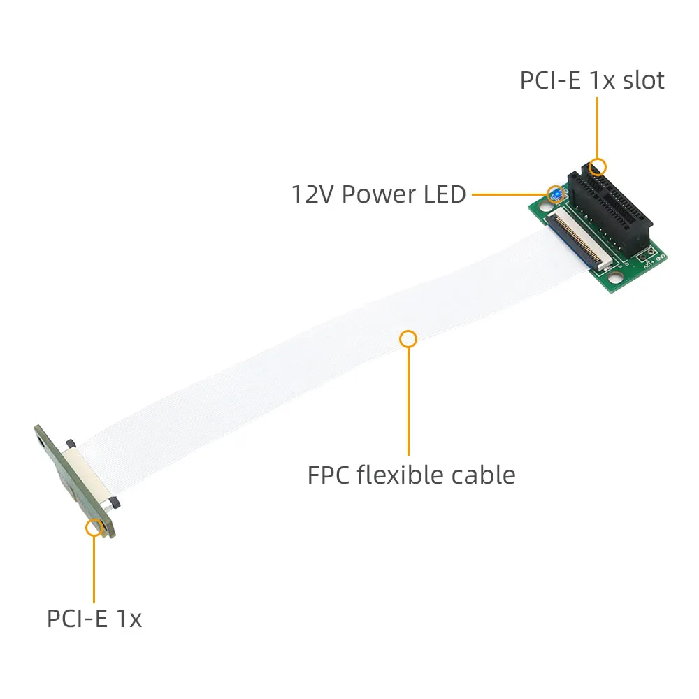 Pcie Riser Pci-e 3.0 x1 Cabo Extensor Pci Express Pcie 1x a 1x Slot Vertical 90 Graus 10 15 25cm Fpc Cabo Espaçador Plástico Pcb - Imagem 4