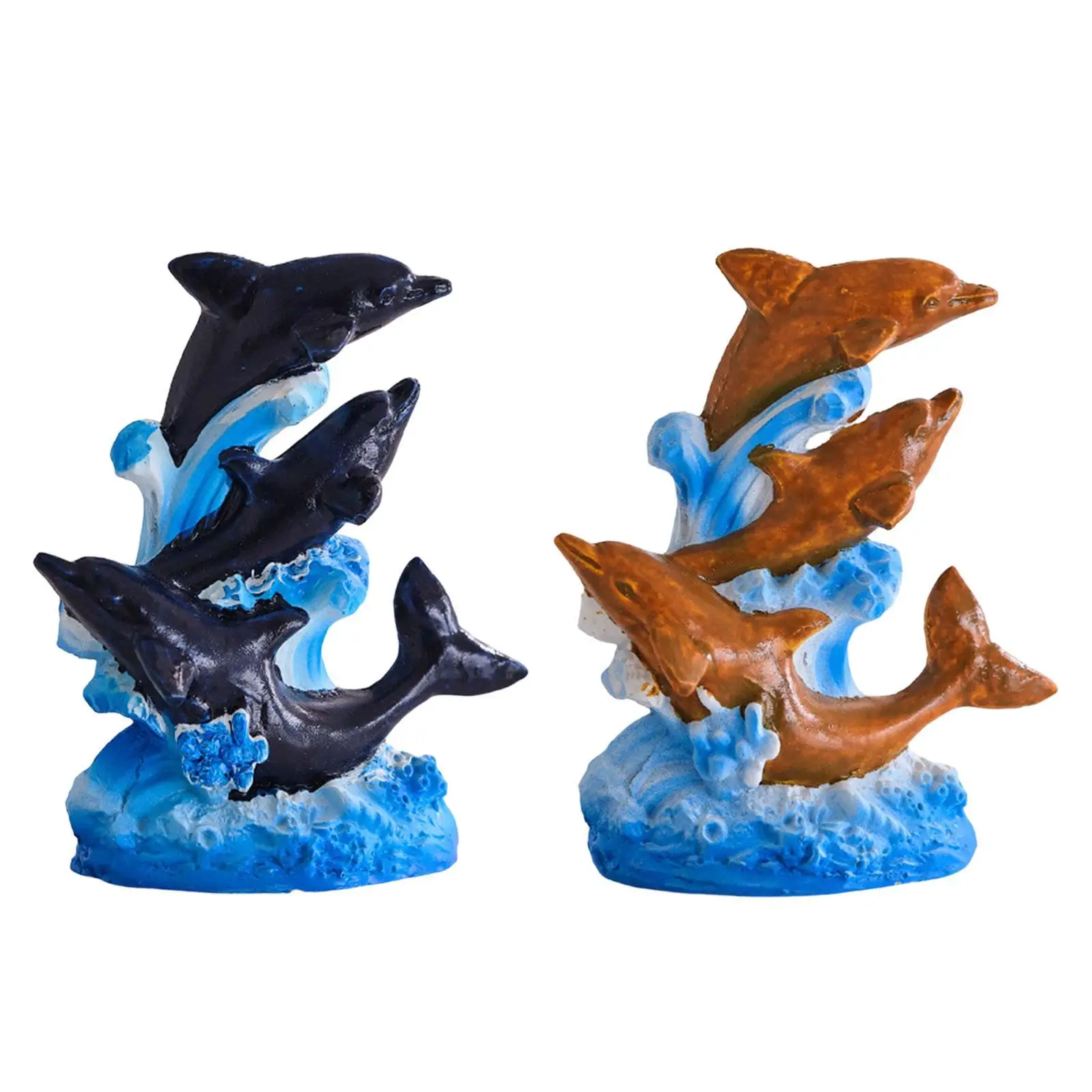 Resin Dolphin Figurine Decorative Statue Beach Themed Room Decor Tabletop Ornament for Fireplace