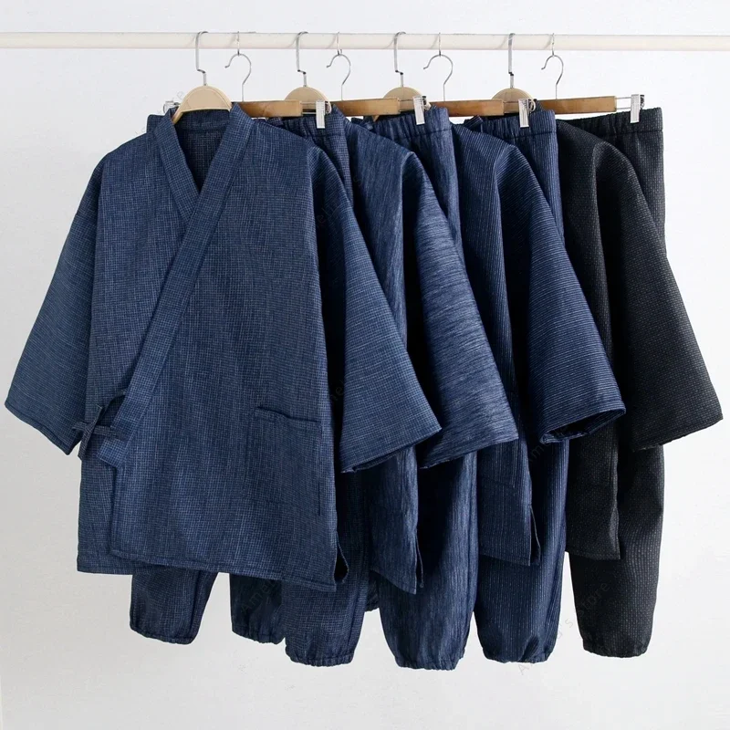 Samue Japanese Traditional Work Clothing 2pcs Sets Jacket Pants Buddhist Monks Nuns Zen Buddhism Landscaping Gardening Work Wear