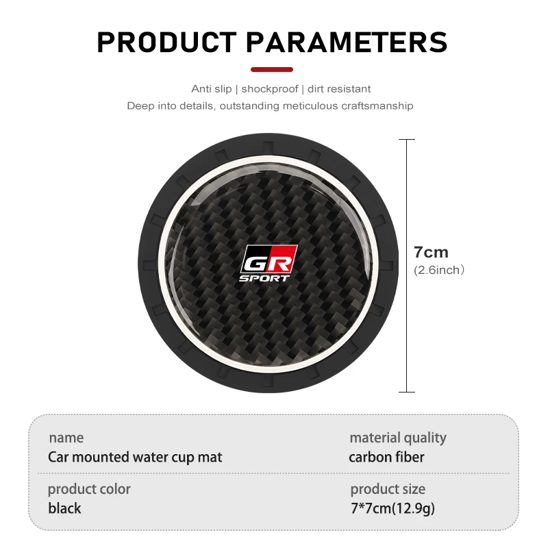 Car Coasters Water Cup Holder Anti-Slip Slot Mat Bottle Holder for Toyota GR Sport Gazoo Racing Yaris 86 Corolla Hilux Supra