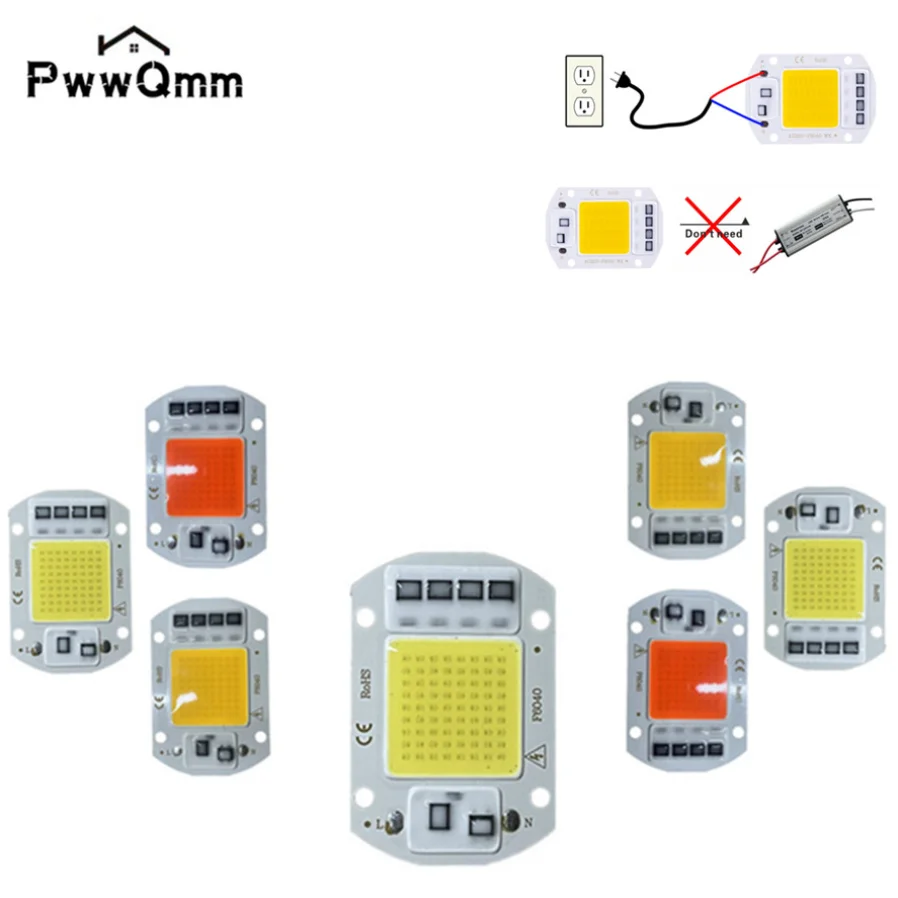 PwwQmm AC110V 220V LED Chip 20W 30W 50W COB Chip No Need Driver LED Lamp Beads for Flood Light Spotlight Lampada DIY Lighting