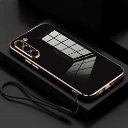 Luxury Plating Lanyard Silicone Case - Premium Back Cover for Samsung Galaxy Series (ZBSS Black)
