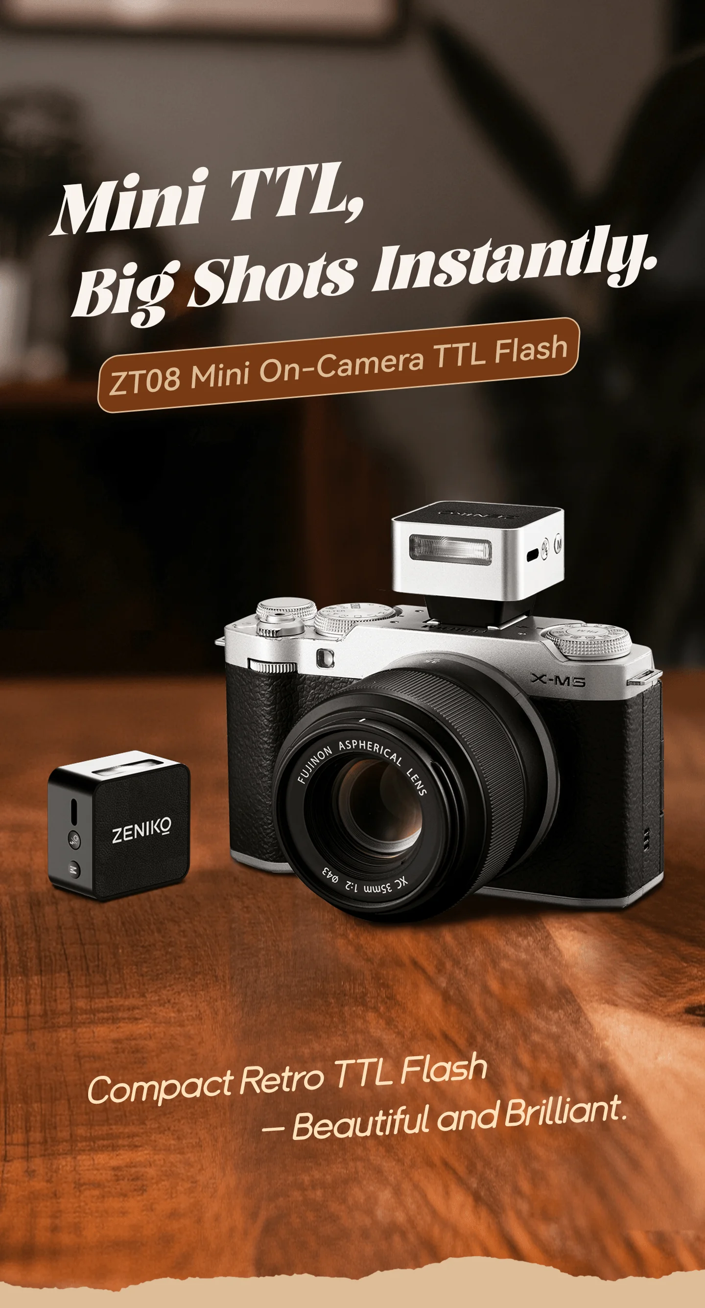 ZENIKO ZT08 F Mini TTL Flash Pour Appareils Photo Fuji 47 G, Charge USB