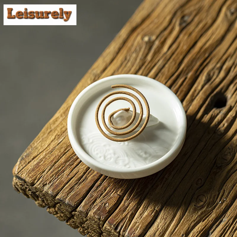 Ceramic Koi Line Incense Burner Insert Agarwood Sandalwood Base Zen Censer Holder Tea Table Indoor Decoration Ornament Gifts
