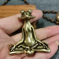 Antique Brass Meditation Zen Frog Statue Ornament Copper Animal Sculpture Incense Burner Home Desk Decorations Tea Pet - Image 5