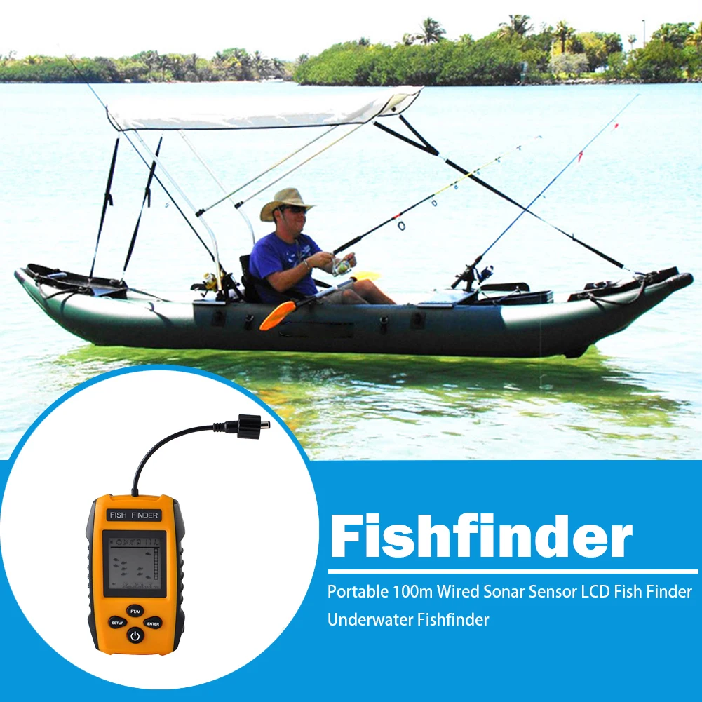 Wired Portable Fish Finder Echo-Sounder 100M Water Depth Detection LCD Sonar Fish Finder for Carp Fishing Tool
