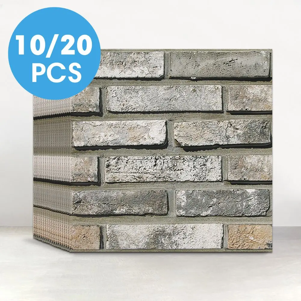 10 ชิ้น/20 ชิ้น 3D Faux Brick Peel และ Stick ผนังแผงกันน้ํา PVC ผนังแผงสําหรับห้องครัว, ห้องนั่งเล่น, ผนังตกแต่ง 1