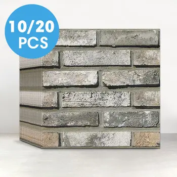 10Pcs/20Pcs 3D Faux Brick Peel and Stick Wall Panels, Waterproof PVC Wall Panels, for Kitchen, Living Room, Wall Decoration