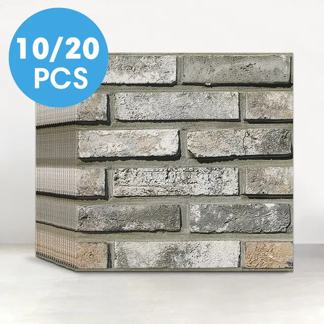 10 ชิ้น/20 ชิ้น 3D Faux Brick Peel และ Stick ผนังแผงกันน้ํา PVC ผนังแผงสําหรับห้องครัว, ห้องนั่งเล่น, ผนังตกแต่ง 1
